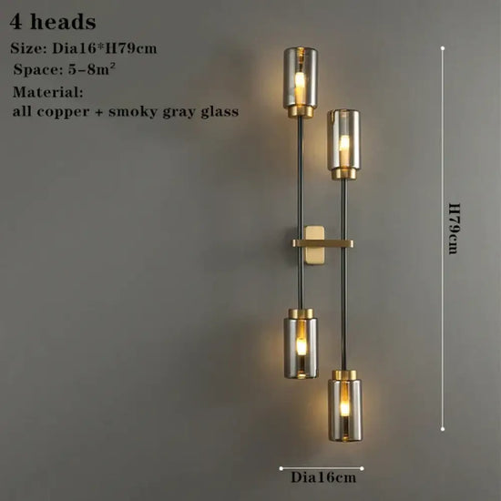Applique Murale En Cuivre: Lumière Design Sophistiquée 4 Têtes / Lumière Variable Chambre