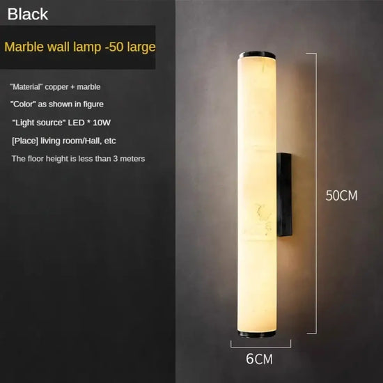 Applique Murale En Marbre Et Cuivre Sophistiquée Luminaire. Noir-50Cm / Blanc Chaud (2700-3500K)