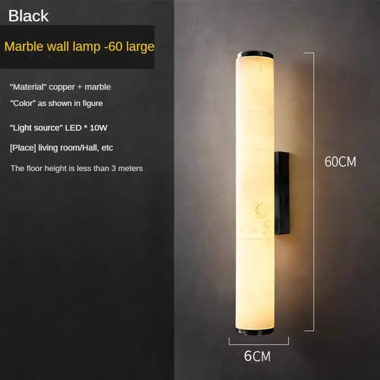 Applique Murale En Marbre Et Cuivre Sophistiquée Luminaire. Noir-60Cm / Blanc Chaud (2700-3500K)