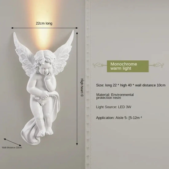 Applique Murale En Résine D’ange Lumineuse Élégante C Chambre