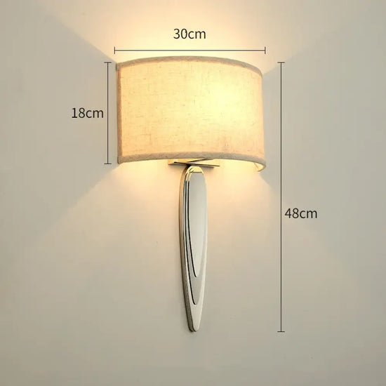 Applique Murale En Tissu Luminaire Élégant Design. Blanc-Chrome Applique Chambre