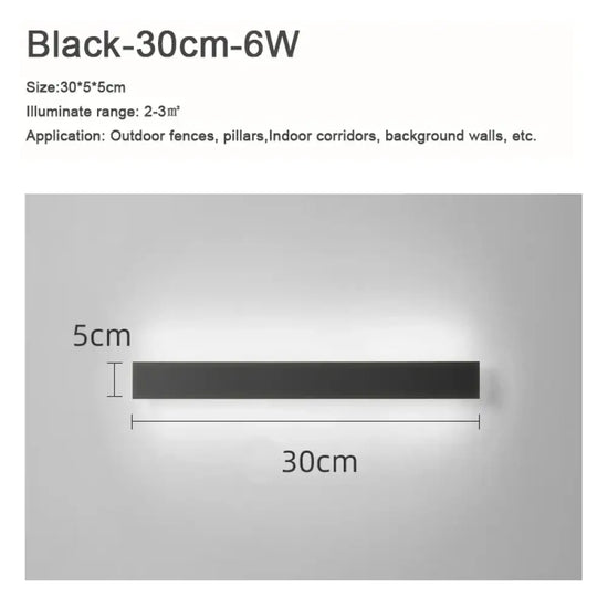 Applique Murale Extérieure Luminaire Design Aluminium Jardin 30Cm Noir / Blanc Froid (5500-7000K)