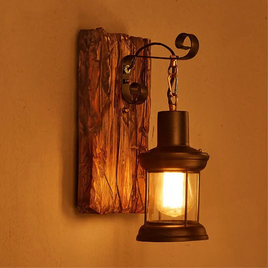 Applique murale industrielle bois