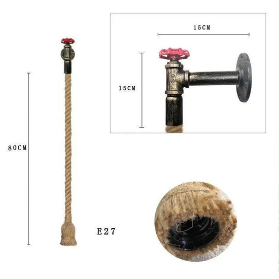 Applique Murale Industrielle Style Vintage Métal Et Cordage Chambre