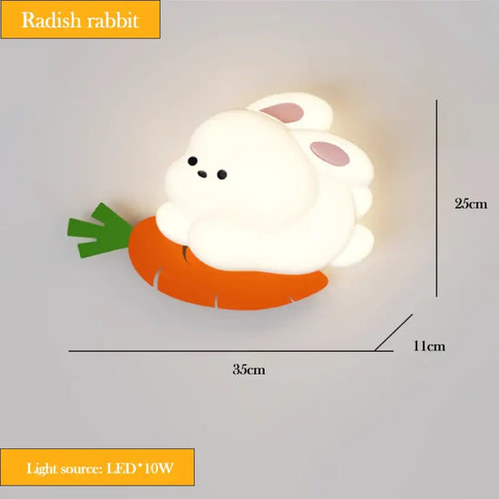 Applique Murale Lapin Déco Tendance Scandinave Lapin Radis / 3 Températures De Couleur Chambre