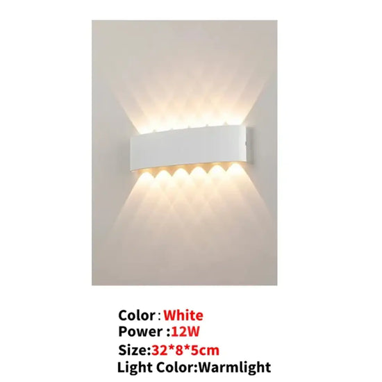Applique Murale Led Aluminium Design Contemporain Élégant Blanc-12W-Warmlight Chambre