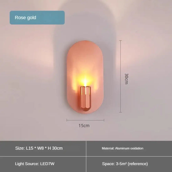 Applique Murale Led Aluminium Design Élégant Or Rose / Blanc Froid (5500-7000K) Applique Chambre