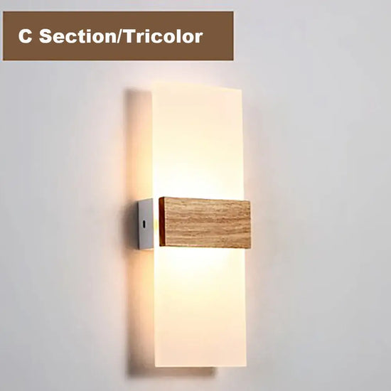Applique Murale Led Bois Acrylique Beige / Blanc Chaud (2700-3500K) 6W Chambre