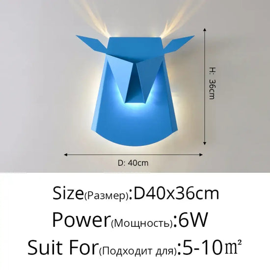 Applique Murale Led Bois Élégant Déco Scandinave Bleu A D40X36Cm / Blanc Froid (5 500-7 000