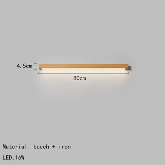 Applique Murale Led Bois Naturel Élégant. 80 Cm / Lumière Chaude Chambre