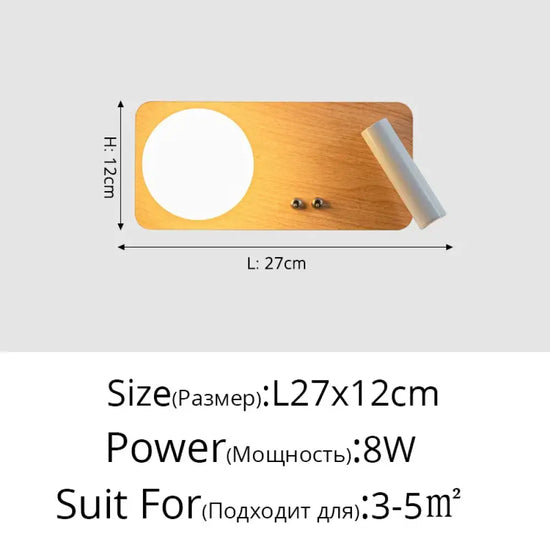 Applique Murale Led Bois Original Ambiance Zen Carré Gauche L27X12Cm / Blanc Froid (5 500-7 000