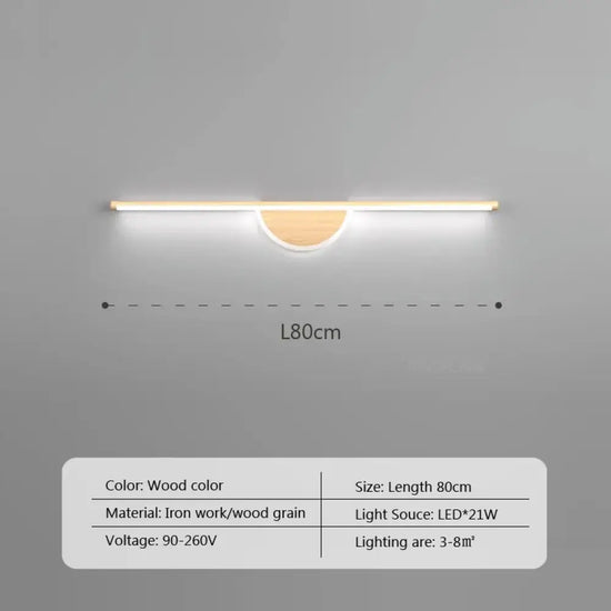 Applique Murale Led Chaleureux Grain Naturel A-Couleur Bois-80Cm / Nartuel Blanc Chambre