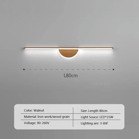 Applique Murale Led Chaleureux Grain Naturel A-Noyer-80Cm / Blanc Froid Chambre
