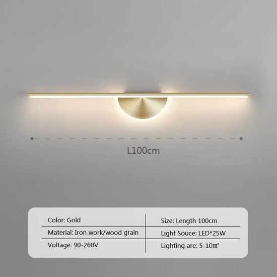 Applique Murale Led Chaleureux Grain Naturel B-Or-100Cm / Nartuel Blanc Chambre