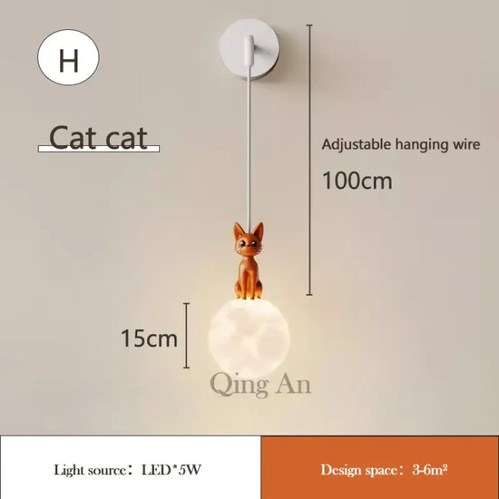 Applique Murale Led Chat Déco Tendance Enfant. H / Lumière Chaude Chambre