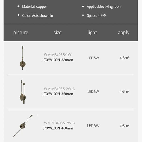 Applique Murale Led Contemporaine Cuivre Élégante Applique Chambre