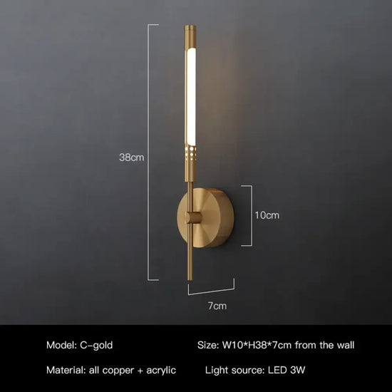 Applique Murale Led Contemporaine Cuivre Élégante Style A-Or / Gradation De 3 Couleurs Applique