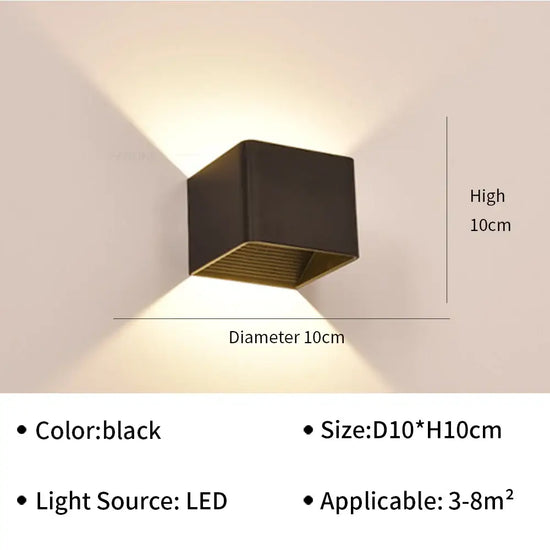 Applique Murale Led Contemporaine D’ambiance Chic. Noir 10Cm / Feu Tricolore Applique Chambre