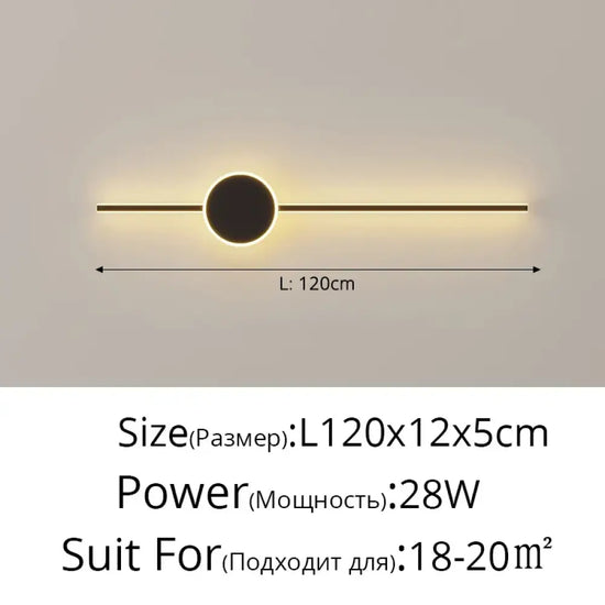 Applique Murale Led Design Contemporain Chic. Noir A 120Cm / 3 Couleurs Pas De Télécommande Chambre