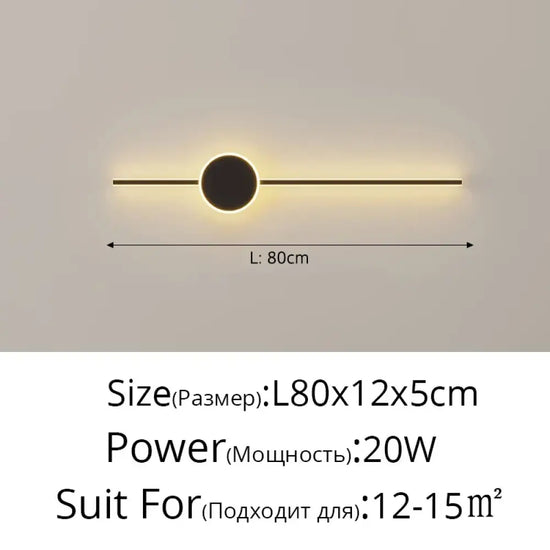 Applique Murale Led Design Contemporain Chic. Noir A 80Cm / 3 Couleurs Pas De Télécommande Chambre