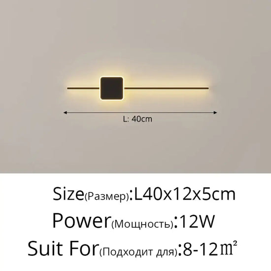 Applique Murale Led Design Contemporain Chic. Noir B 40Cm / Blanc Chaud Pas De Télécommande Chambre