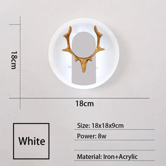 Applique Murale Led Design Contemporain Élégant. Rond Blanc / Chaud Chambre