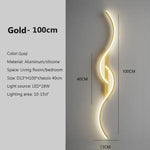 Applique Murale Led Design Contemporain Lumineux. Or 100 Cm / Blanc Tricolore Chambre