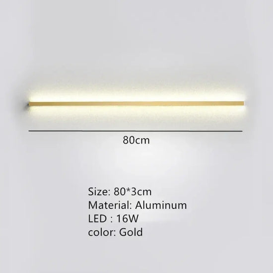 Applique Murale Led Design Élégant Contemporain 80Cm-Or / Lumière Blanche Chambre