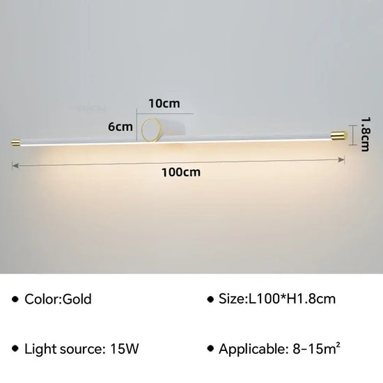 Applique Murale Led Design Élégant Lecture. 100Cm Blanc G / Chaud Chambre