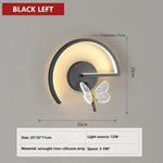 Applique Murale Led Design Lumineux Papillon. Black Left / Warm White Chambre