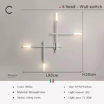 Applique Murale Led Design Minimaliste Chic. 4 Têtes Blanches / Blanc Naturel Chambre