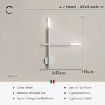 Applique Murale Led Design Minimaliste Chic. Blanc À 2 Têtes / Naturel Chambre