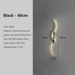 Applique Murale Led Design Minimaliste Chic. Noir60Cm / Blanc Tricolore Chambre