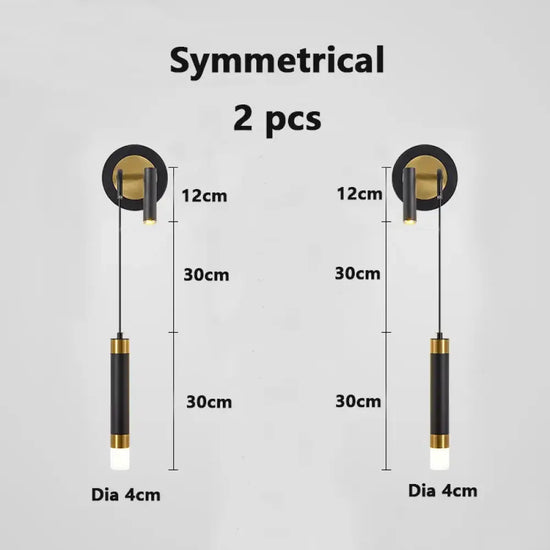 Applique Murale Led Design Moderne Élégant C Noir 2 Pièces / Blanc Chaud (2700-3500K) Chambre