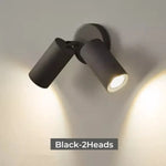 Applique Murale Led Design Moderne Rotative Noir 2 Têtes / Gu10 Sans Ampoule Chambre
