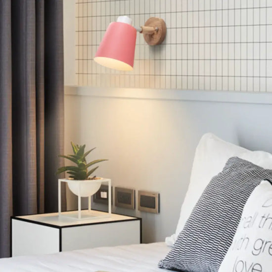 Applique Murale Led Design Scandinave Bois Métal Chambre