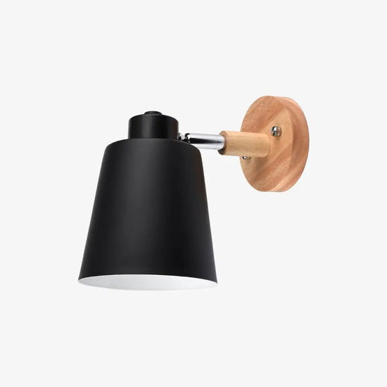 Applique Murale Led Design Scandinave Bois Métal Noir Chambre