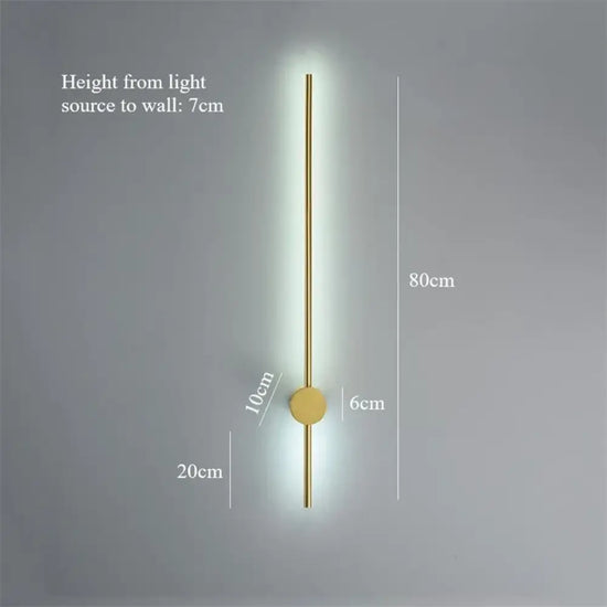 Applique Murale Led Dorée Minimaliste Élégante. 80Cm / Variation D’intensité À Distance Chambre
