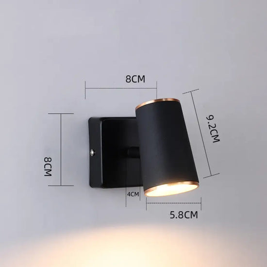 Applique Murale Led Élégante Design Contemporain A-Noir / Lumière Chaude 3000K Chambre