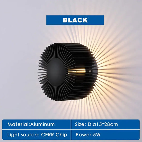 Applique Murale Led Élégante Design Contemporain Noir / Blanc Chaud (2700-3500K) 5W Chambre