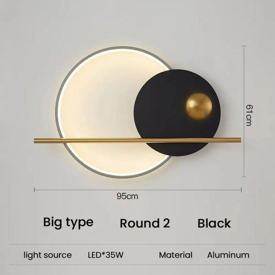 Applique Murale Led Élégante Design Contemporain R2 Noir Grand / Blanc Chaud (2700-3500K) Chambre