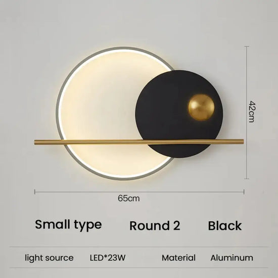 Applique Murale Led Élégante Design Contemporain R2 Noir Petit / Blanc Chaud (2700-3500K) Chambre