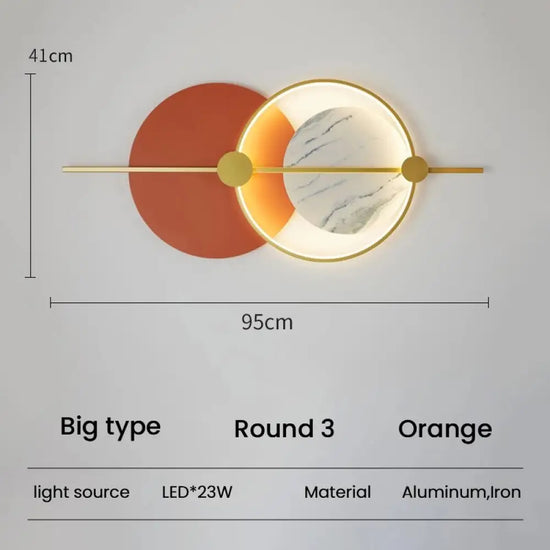 Applique Murale Led Élégante Design Contemporain R3 Orange Grand / Blanc Chaud (2700-3500K) Chambre