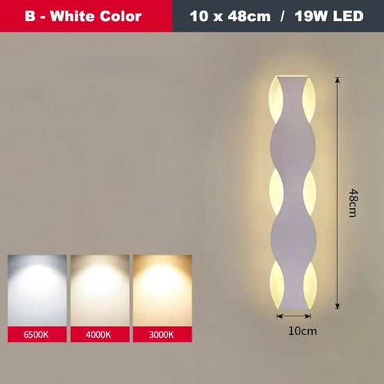 Applique Murale Led Élégante Design Minimaliste B Blanc 10X48Cm / Chaud (2700-3500K) Chambre