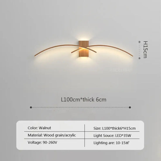 Applique Murale Led Élégante Design Minimaliste C-Noyer / Blanc Chaud Applique Chambre