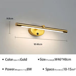 Applique Murale Led Élégante Design Minimaliste Or 46Cm / Blanc Froid Chambre