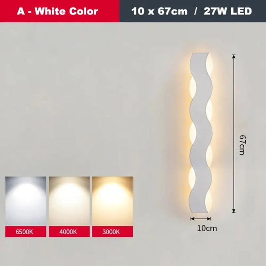 Applique Murale Led Élégante Design Minimaliste Un Blanc 10X67Cm / Chaud (2700-3500K) Chambre