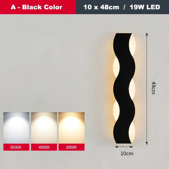 Applique Murale Led Élégante Design Minimaliste Un Noir 10X48Cm / Blanc Chaud (2700-3500K) Chambre