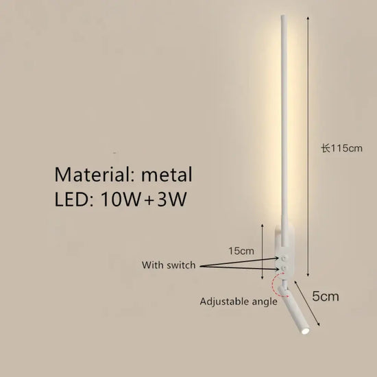 Applique Murale Led Élégante Design Moderne A-Blanc-115Cm / 3000K Chambre