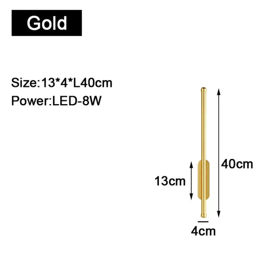 Applique Murale Led Élégante Design Moderne. A Or 40Cm 8W / Blanc Chaud Chambre